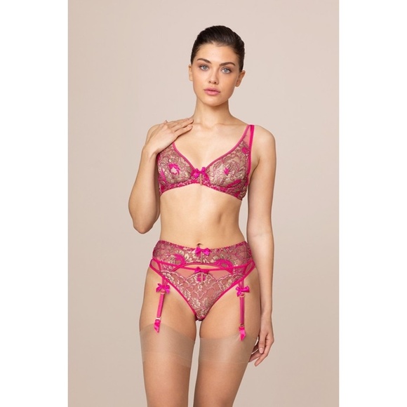 Agent Provocateur Lysianne Gold Fuchsia Brief AP2 Small NWT $215 - Picture 4 of 11